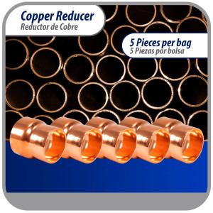 Appli Parts AP-R158138 Reductor de Cobre de 1-5/8x1-3/8 pulg Conexiones CxC soldadas para aplicaciones de refrigeracion, aire acondicionado y plomeria Tuberia de cobre ACR y Tipo L