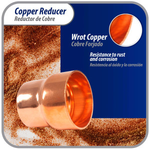 Appli Parts AP-R158138 Reductor de Cobre de 1-5/8x1-3/8 pulg Conexiones CxC soldadas para aplicaciones de refrigeracion, aire acondicionado y plomeria Tuberia de cobre ACR y Tipo L