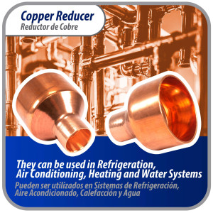 Appli Parts AP-R218078 Reductor de Cobre de 2-1/8x7/8 pulg Conexiones CxC soldadas para aplicaciones de refrigeracion, aire acondicionado y plomeria Tuberia de cobre ACR y Tipo L