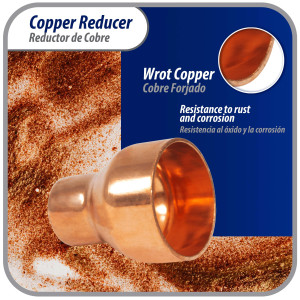 Appli Parts AP-R118058 Reductor de Cobre de 1-1/8x5/8 pulg Conexiones CxC soldadas para aplicaciones de refrigeracion, aire acondicionado y plomeria Tuberia de cobre ACR y Tipo L