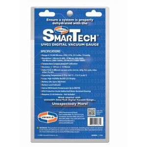 Uniweld UVG2 Smartech Digital Vacuum Gauge, Backlit Display. 0-19000 Micron Range Max Over pressure 400psi, UVGA adapter Included Requires 3 AA Batteries (not included)