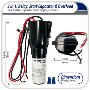 Appli Parts APTO-410 1/4 to 1/3 Hp, 115 V, 3 in 1 Solid State Hard Start Relay, Capacitor and Overload for compressors Certified UL SA44719