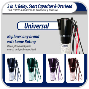 Appli Parts APTO-410 1/4 to 1/3 Hp, 115 V, 3 in 1 Solid State Hard Start Relay, Capacitor and Overload for compressors Certified UL SA44719