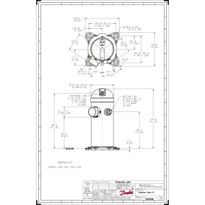 Danfoss HRH048U2LP6 4 tons 48.000 btu/h R410A Compresor Scroll para Aire Acondicionado 208-230/3/60 (V/Ph/Hz) Descarga 1/2 pulg, Succion 7/8pulg, ODF, Aceite PVE 121L2773, 121L2776