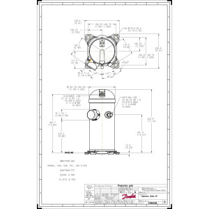 Danfoss HRH056U2LP6 4.7 tons 56.000 btu/h R410A Compresor Scroll para Aire Acondicionado 208-230/3/60 (V/Ph/Hz) Descarga 1/2 pulg, Succion 7/8pulg, ODF, Aceite PVE 121L1476, 121L1473