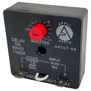Appli Parts APDLT-68 Retardador de Tiempo en Arranque 0.03 min a 10 min, 18-240 V, AC/DC, 50/60 Hz, 0.04-1.5 A, Remplazo Universal