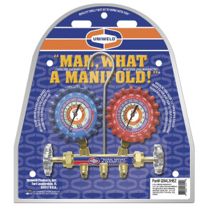 Uniweld QS4L3HEZ Juego Manometro Bronce 2 Valvulas Completo (R-410a/R-22/R-404a/ ) Psi/ F con Mangueras 3pies, Soft barrier EZ Turn