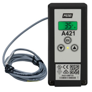 PENN A421ABC-02C Electronic Temperature Control JCI 120/240 VAC, -40 F a 212 F, IP20, Includes an A99BB-200C temperature sensor with 6.6 ft cable