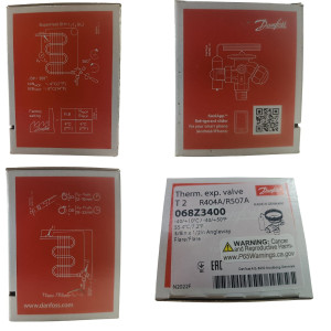 Danfoss 068Z3400 1/6 - 4.5TR Cuerpo de Valvula de Expansion, T 2,  R404A,R507A, 3/8x1/2 pulg, Flare Roscable, Ecualizacion Interna, Single-flow, -40 a 10 C, Capacidad determinada Segun Orificio, Producto Identico 0608Z3542