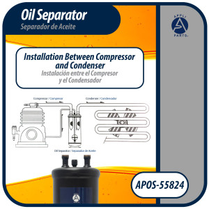 Appli Parts APOS-55824 1/2 in ODF Oil Separator, compatible with CFC,HCFC,HFC,R22,R407C,R502,R134a,R404A,R507, Working temperature 14 F to 266 F