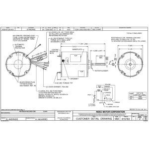 US Motors 3/4 hp 1075 rpm, 6 polos, 1 eje, TEAO Cerramiento, 1 velocidad, 5.6 diametro, Reversible, 208-230 V, 60 hz, 1 ph, 10 mfd/370 VAC Capacitor 1868 K055TLM9431012B Sirve 3731 3735